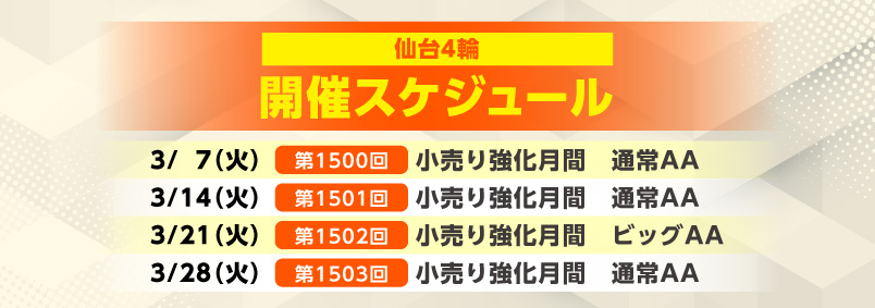 開催スケジュール3月／仙台4輪