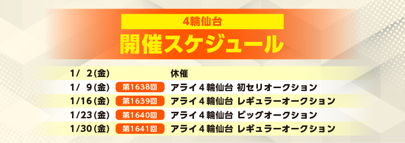開催スケジュール1月／４輪仙台